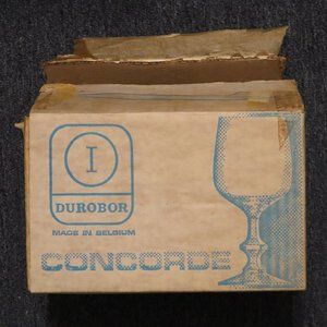 Durobor Concorde Box of Six 8 1/2 Oz. Dinner Glasses - Made In Belgium - Vintage